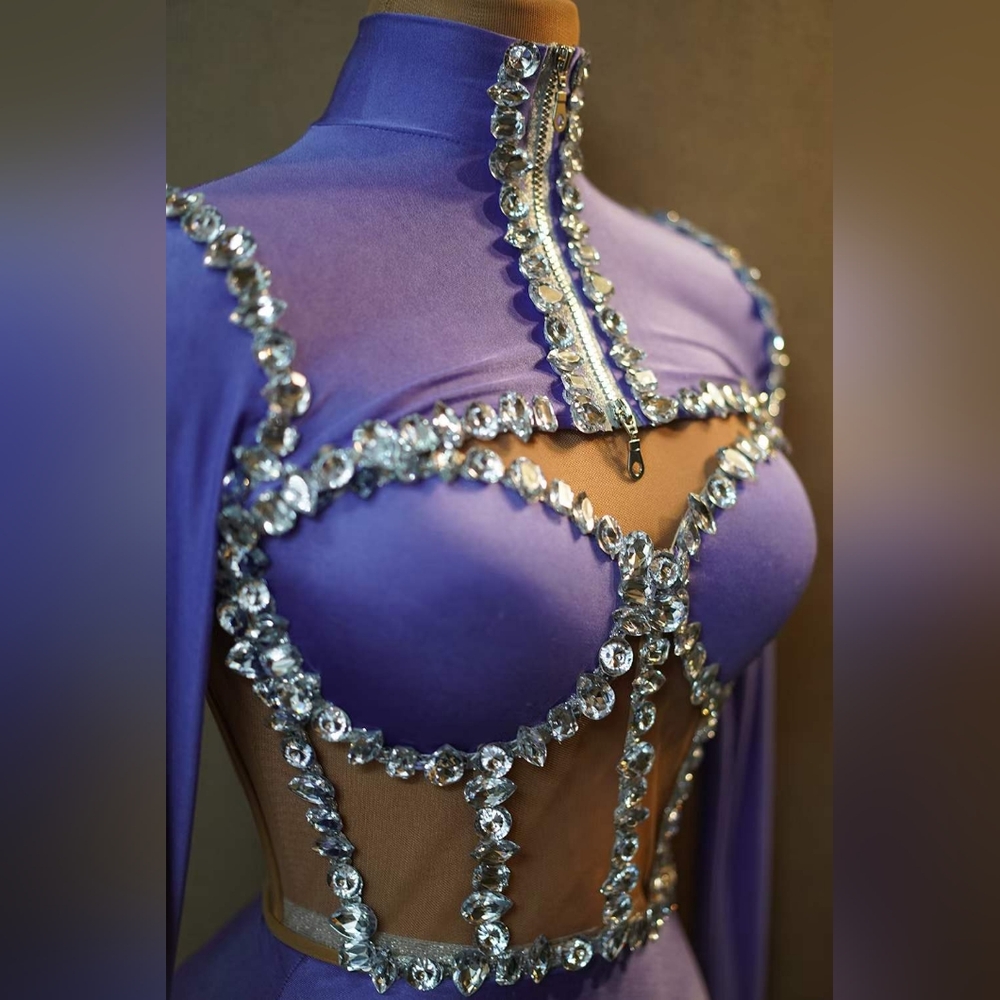 Powder blue ready to ship leotard corset bolero jacket - Picture 9 of 11